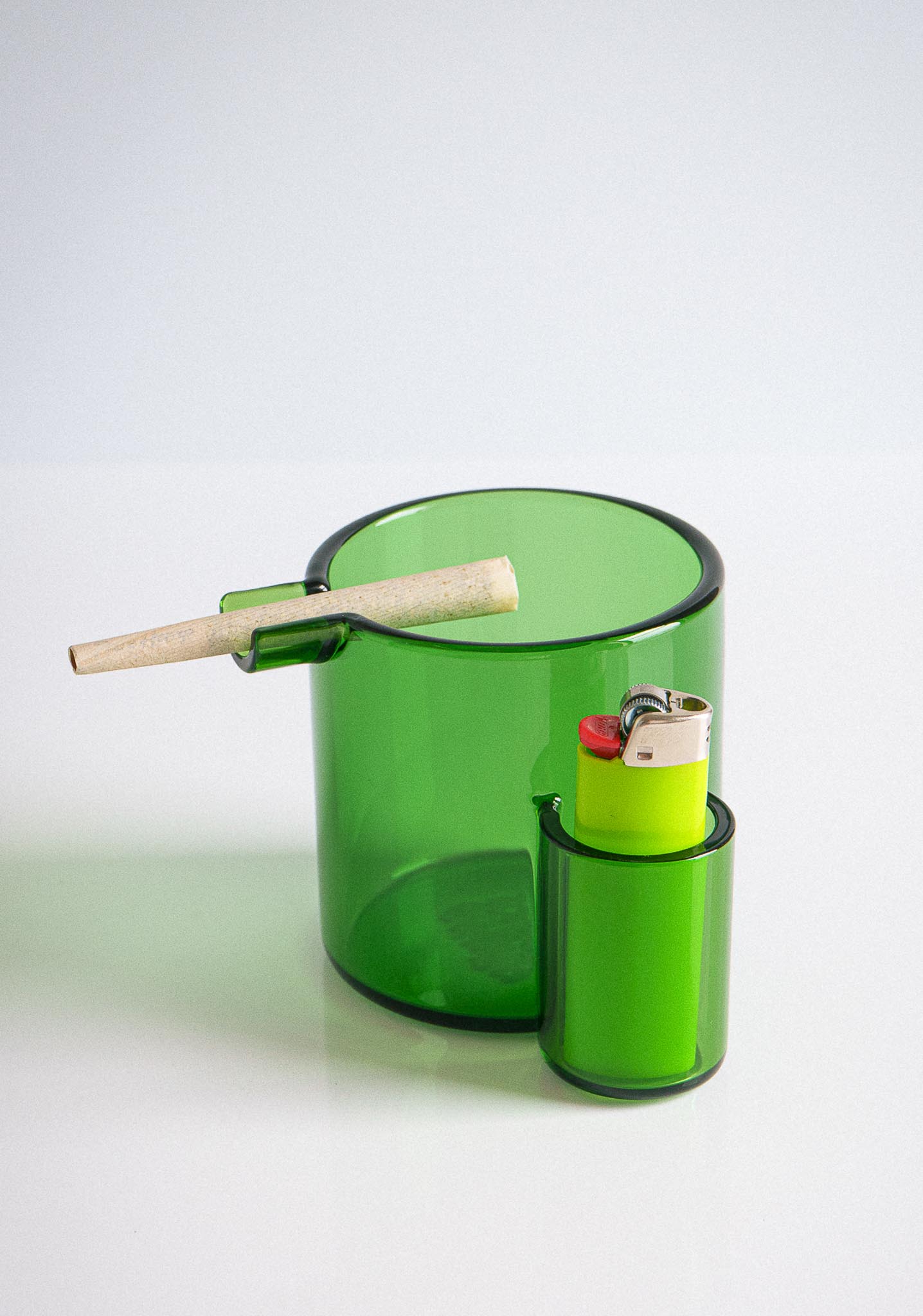GLASS CUP ASHTRAY - GREEN