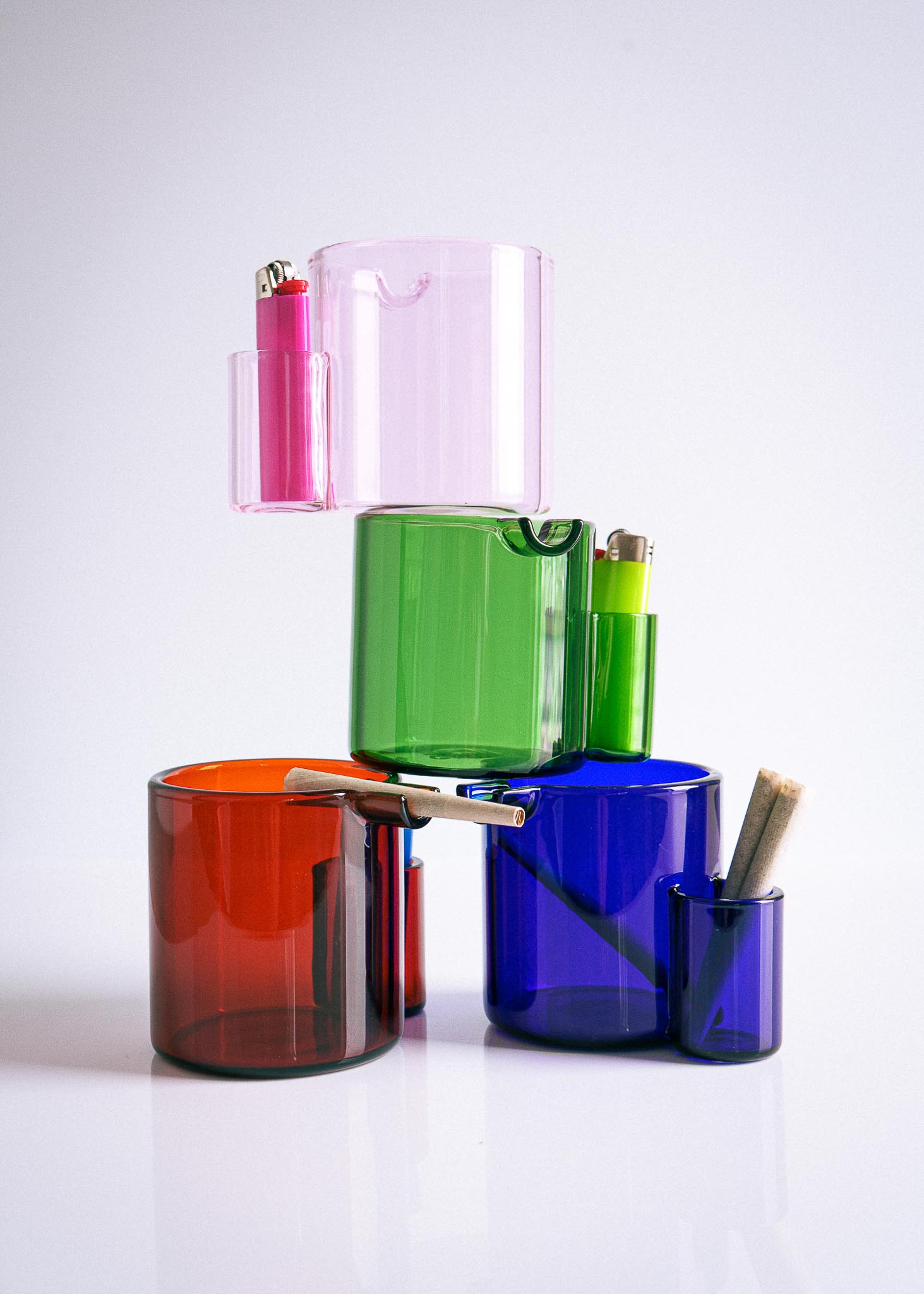 GLASS CUP ASHTRAY - BLUE