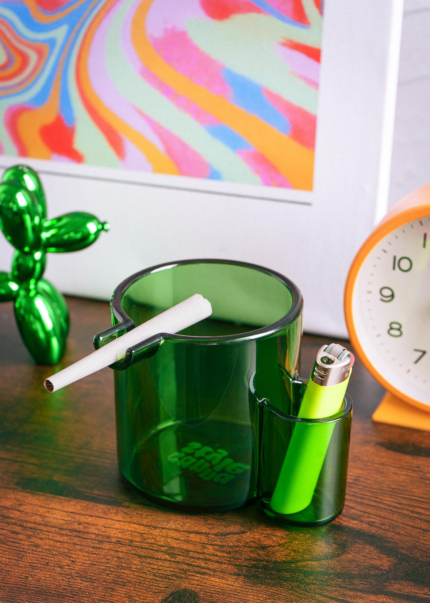 GLASS CUP ASHTRAY - GREEN