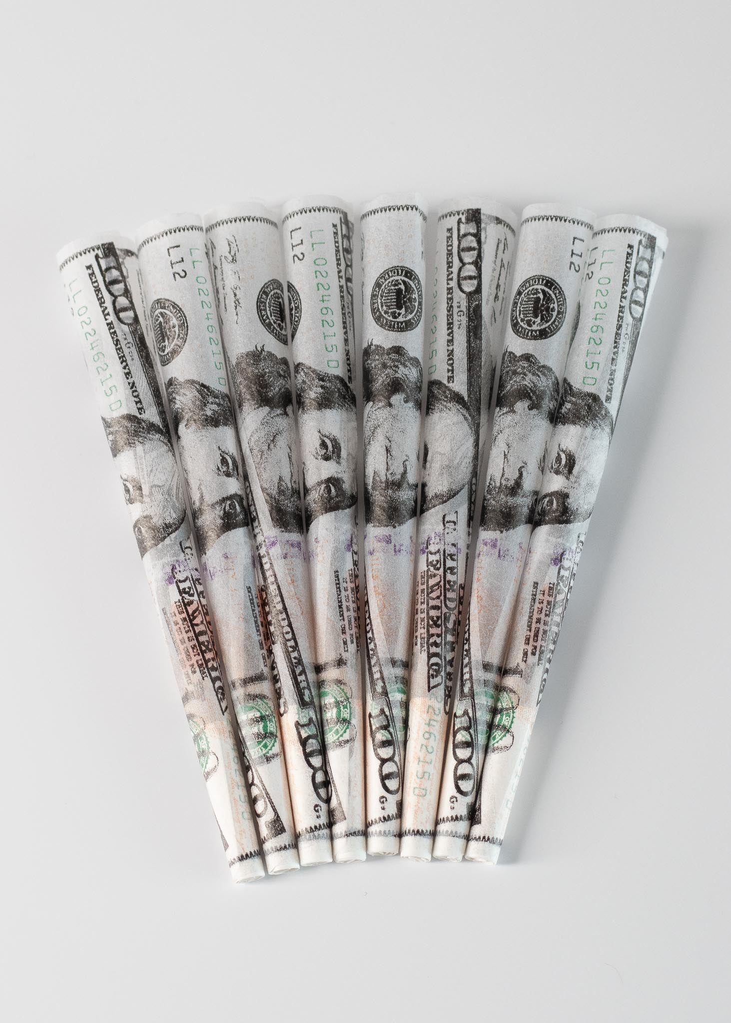 Benjamin $100 dollar bill cones