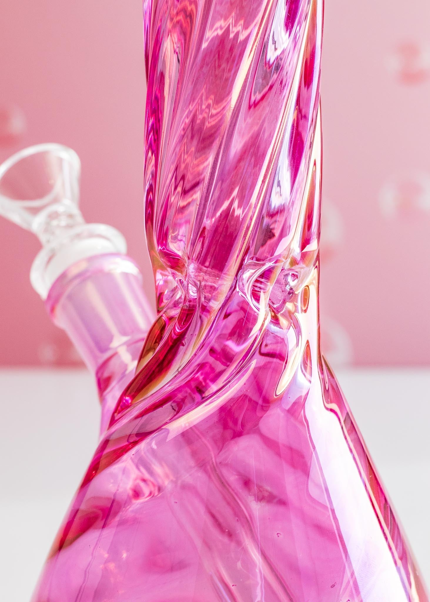 PINK IRIDESCENT SWIRL BONG 8”