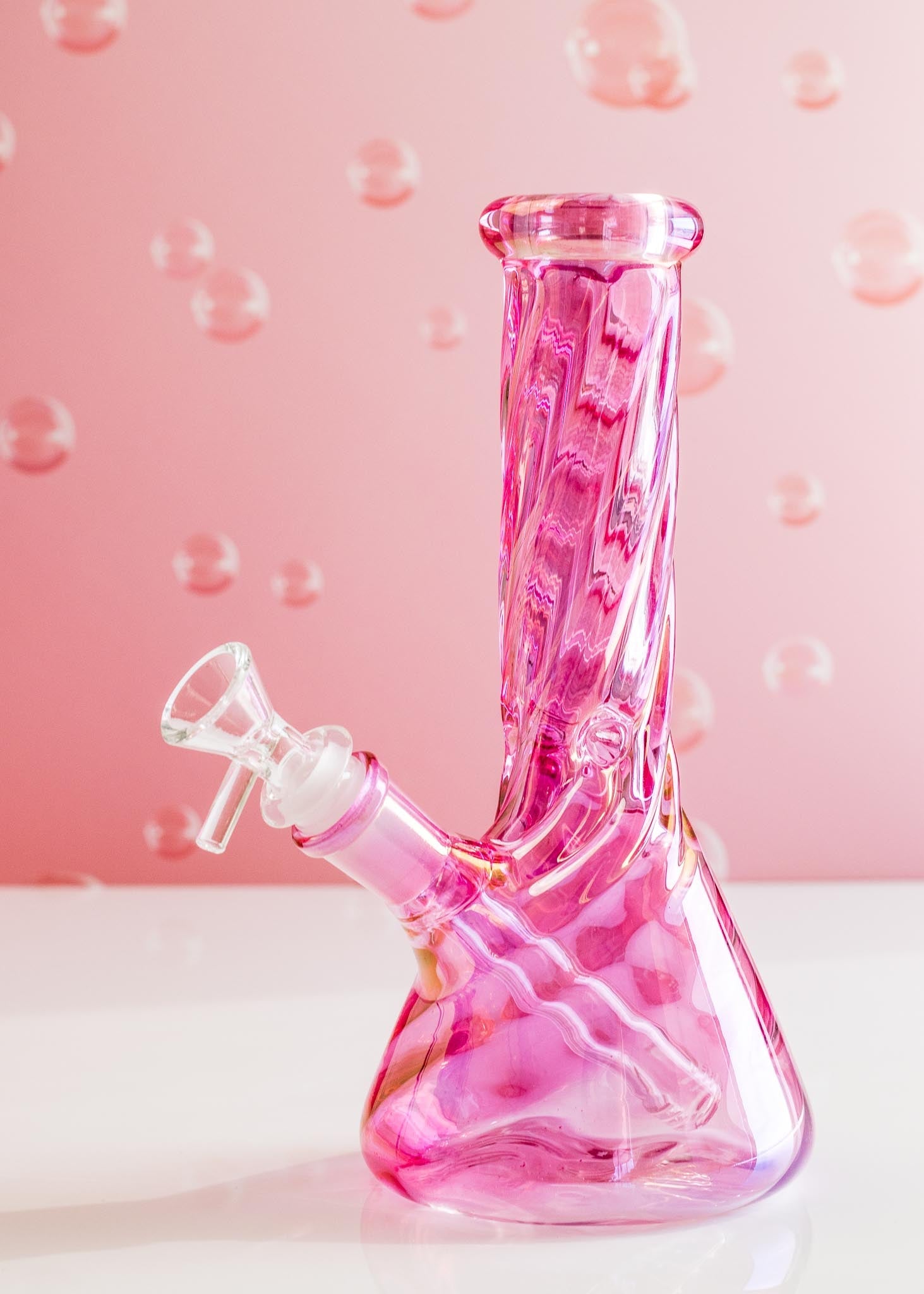 PINK IRIDESCENT SWIRL BONG 8”