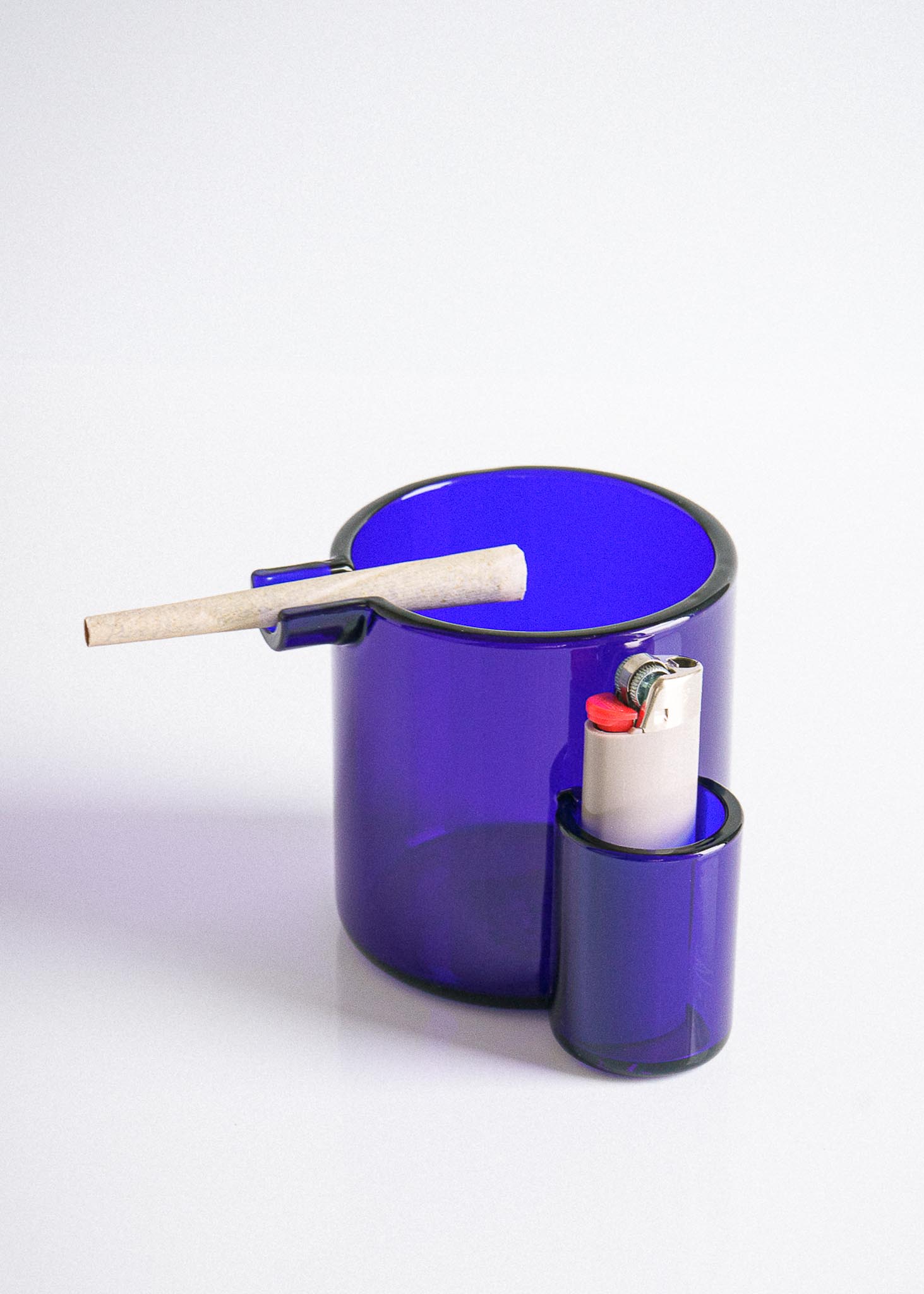 GLASS CUP ASHTRAY - BLUE