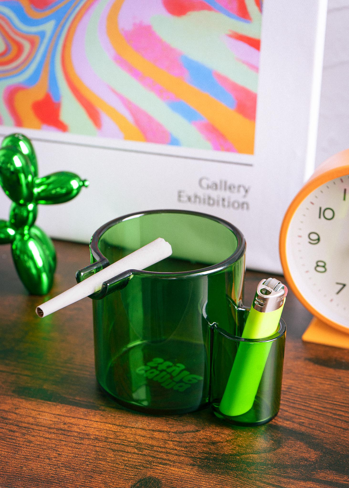 GLASS CUP ASHTRAY - GREEN