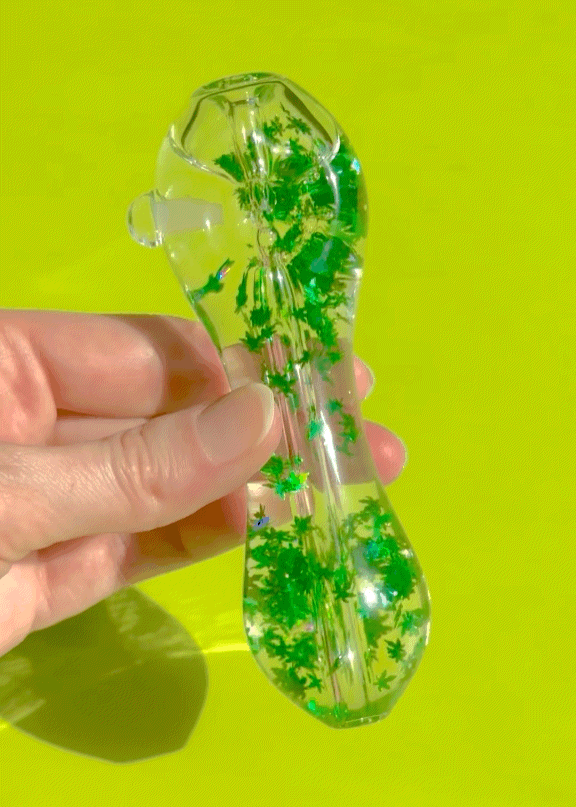 FREEZEABLE POT LEAF GLITTER PIPE