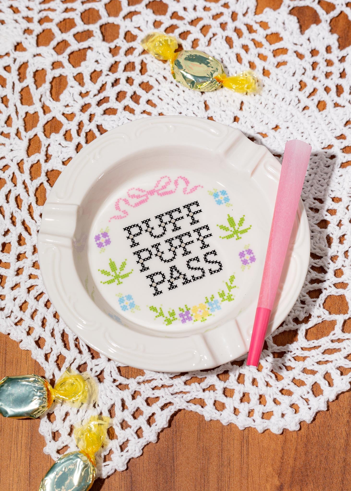 CROSS STITCH ASHTRAY