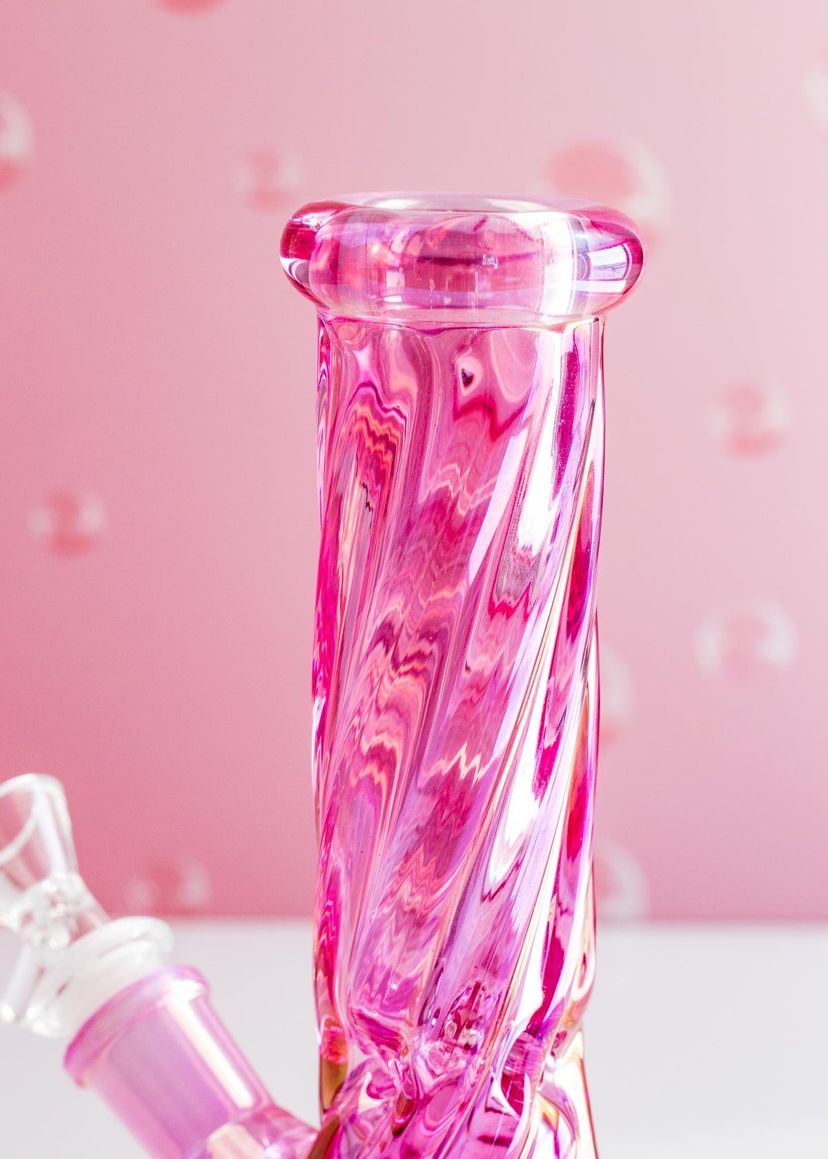 PINK IRIDESCENT SWIRL BONG 8”