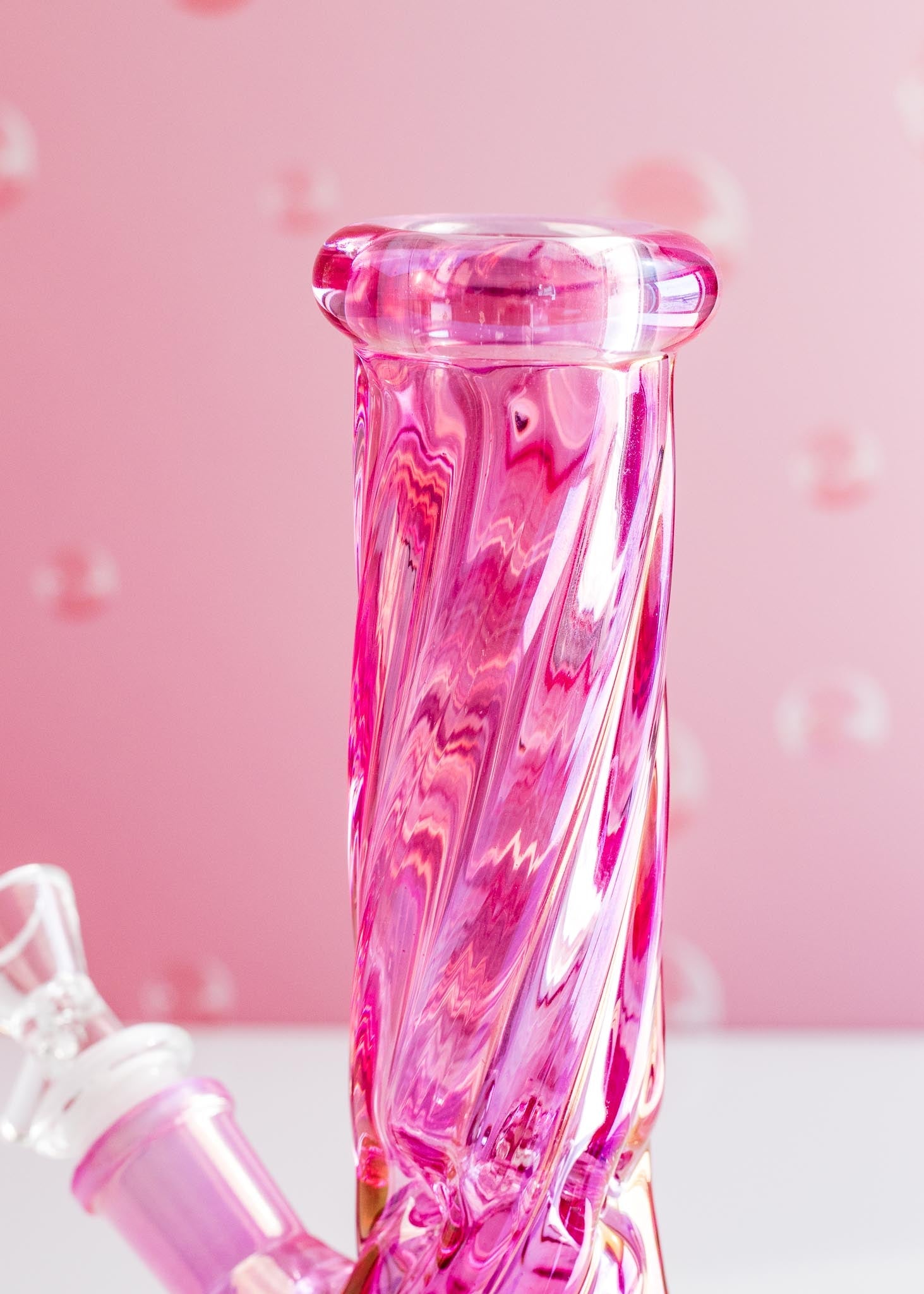 PINK IRIDESCENT SWIRL BONG 8”